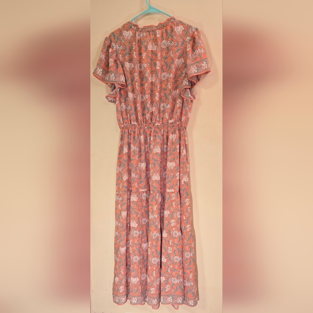 Max Studio Flutter Sleeve Maxi Dress - Coral Carnatuon - Size XL - MSRP $148 - Picture 5 of 13